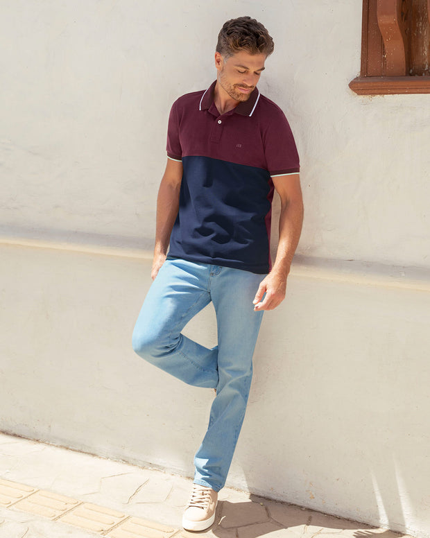 Camiseta tipo polo bloque de color