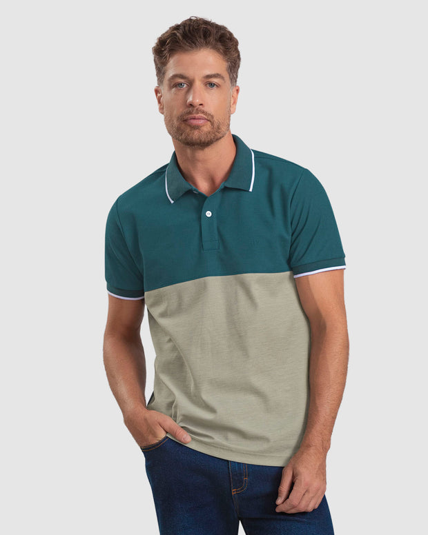 Camiseta tipo polo bloque de color