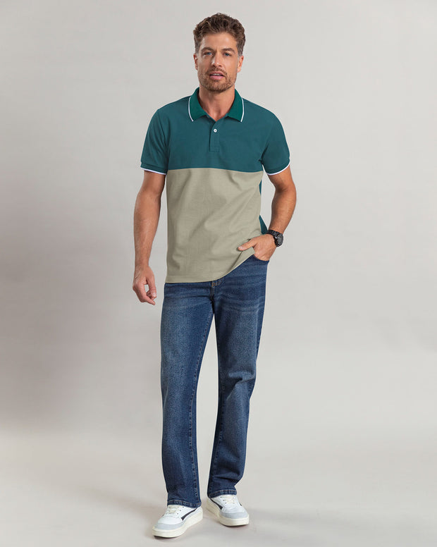 Camiseta tipo polo bloque de color
