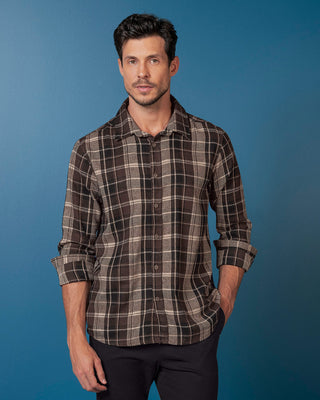 Camisa leñadora para hombre#color_800-cuadros-cafe-oscuro