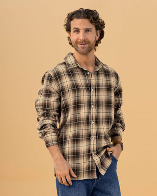Camisa leñadora para hombre#color_835-cuadros-cafe