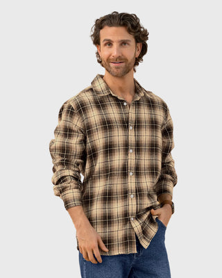 Camisa leñadora para hombre#color_835-cuadros-cafe