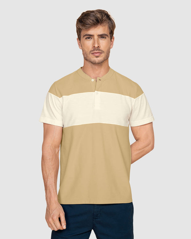 Camiseta henley bloque de color