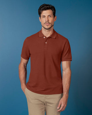 Camiseta polo manga corta con botones funcionales#color_c21-terracota-oscuro