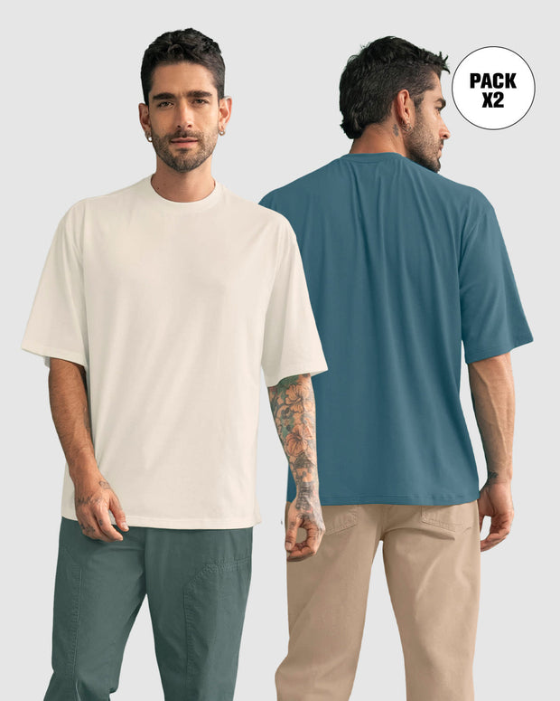 Paquete x 2 Camisetas básicas de silueta amplia