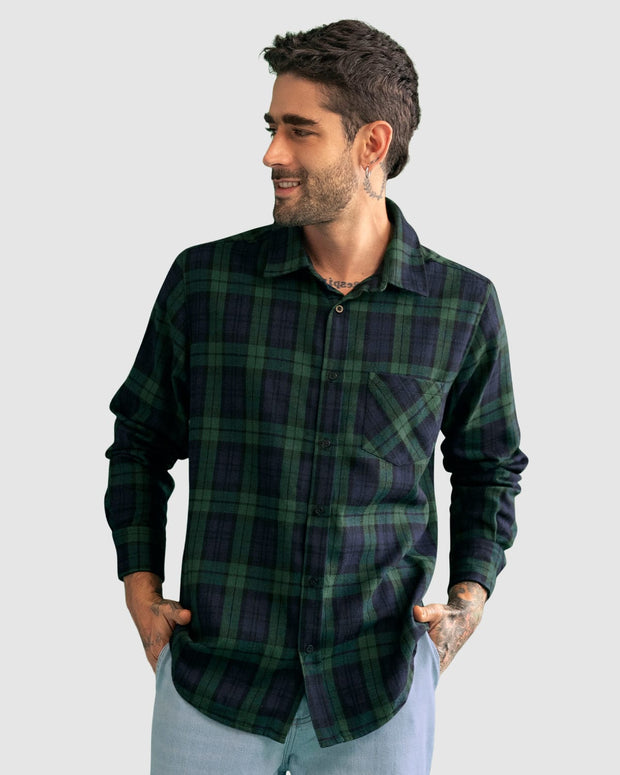 Camisa leñadora de botones funcionales