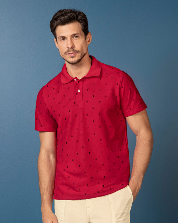 Camiseta tipo polo con mini print