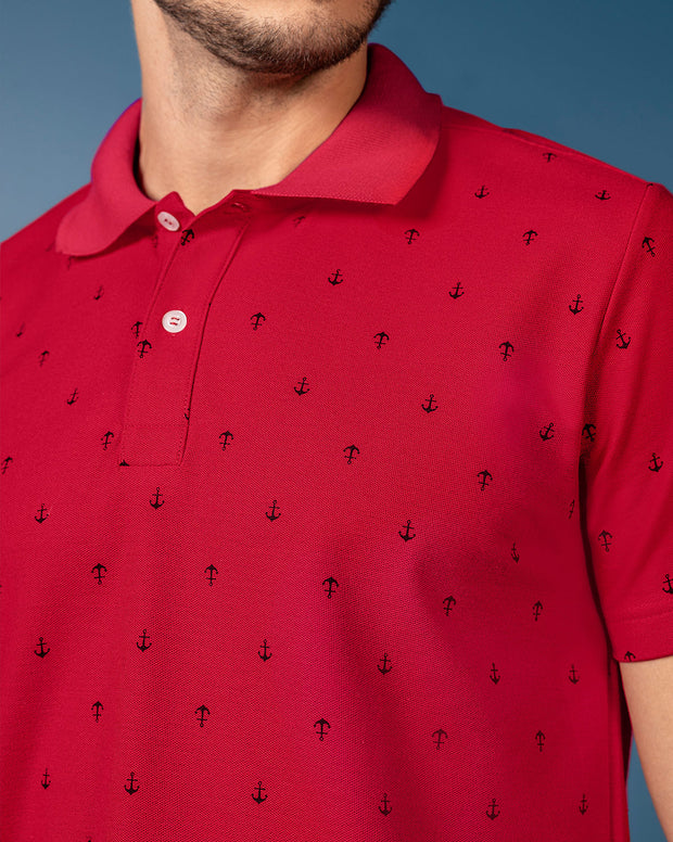 Camiseta tipo polo con mini print