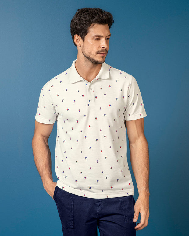 Camiseta tipo polo con mini print