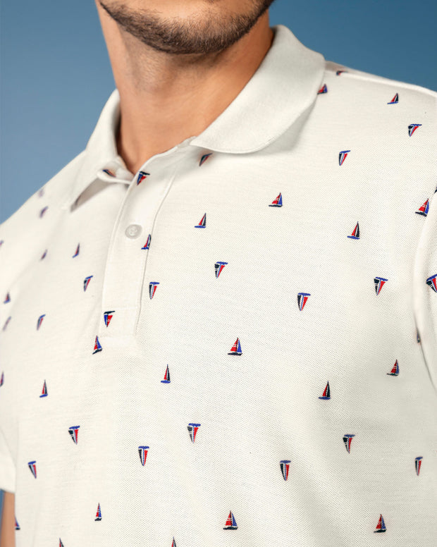 Camiseta tipo polo con mini print