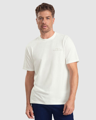 Camiseta básica manga corta con estampado en alta con textura#color_018-marfil