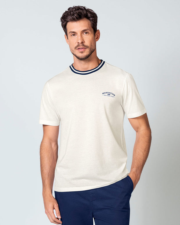 Camiseta manga corta de cuello redondo tejido