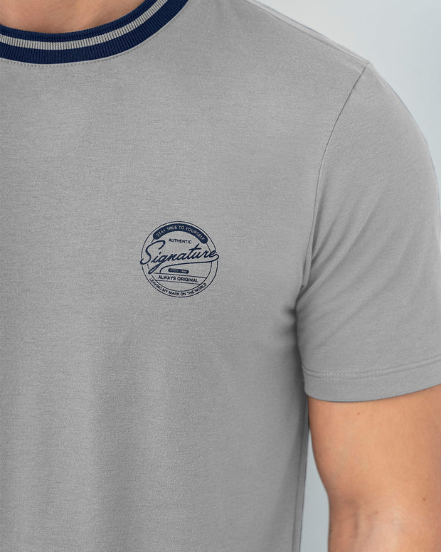 Camiseta manga corta de cuello redondo tejido