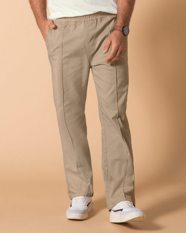 Pantalón bota recta para hombre con elástico en cintura