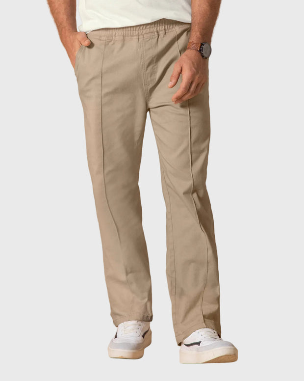 Pantalón bota recta para hombre con elástico en cintura