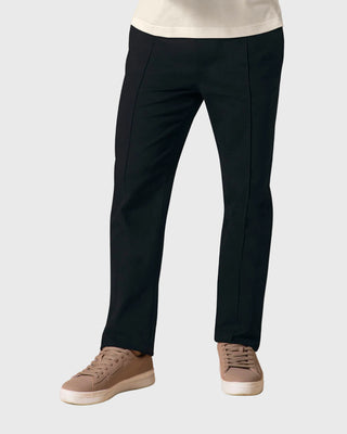 Pantalón bota recta para hombre con elástico en cintura#color_700-negro