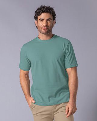 Camiseta básica en tela especial con textura#color_063-verde-azul