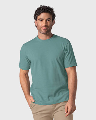 Camiseta básica en tela especial con textura#color_063-verde-azul