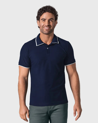 Camiseta tipo polo en tela piqué#color_c42-azul-oscuro