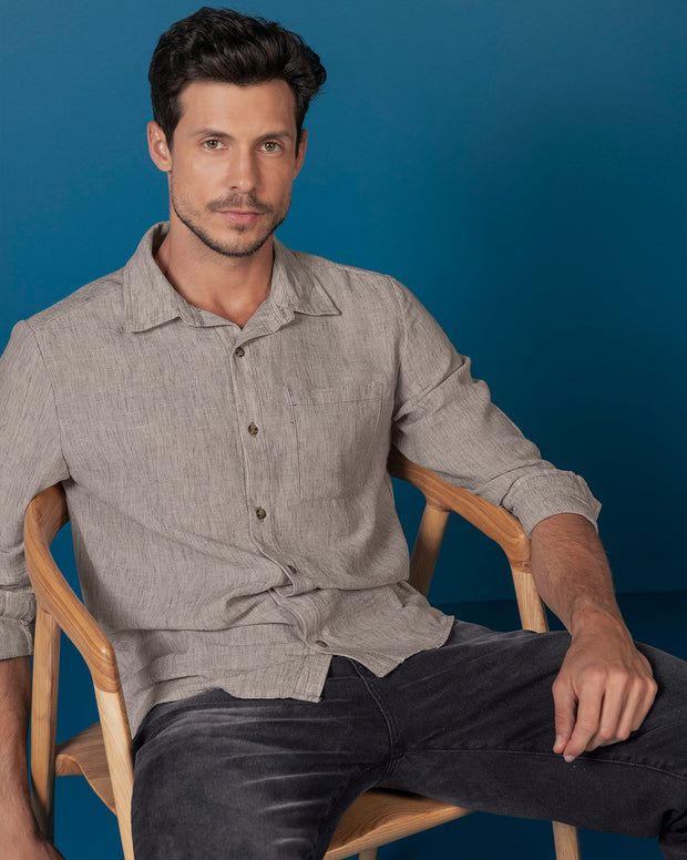 Camisa manga larga con botones para hombre