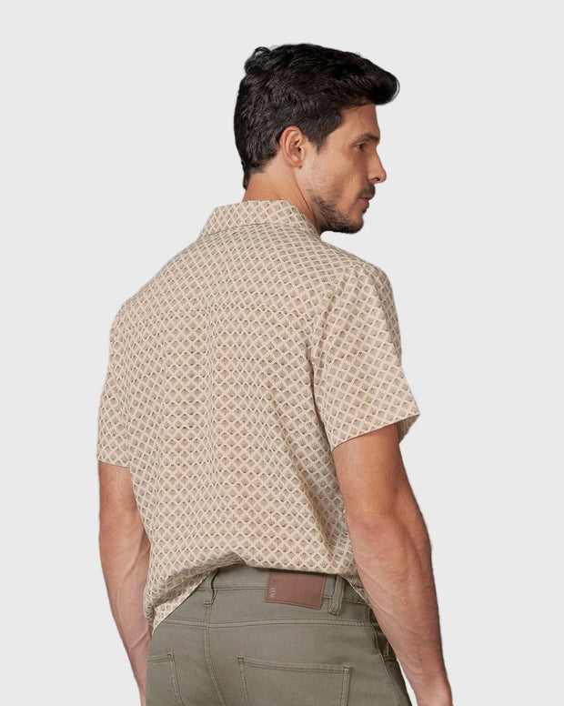 Camisa estampada manga corta con botones funcionales