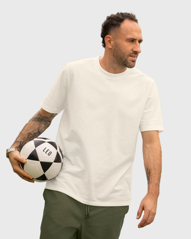 Camiseta manga corta básica en tela especial con textura