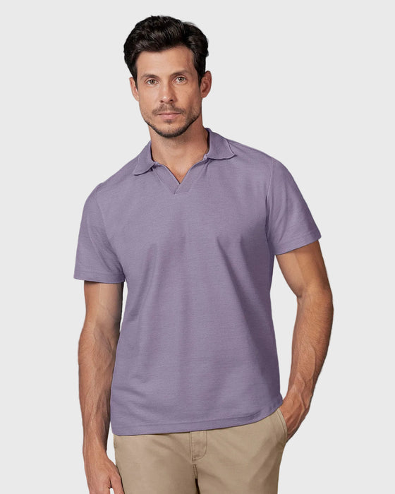 Camiseta tipo polo con cuello sport tejido#color_412-lila-osc