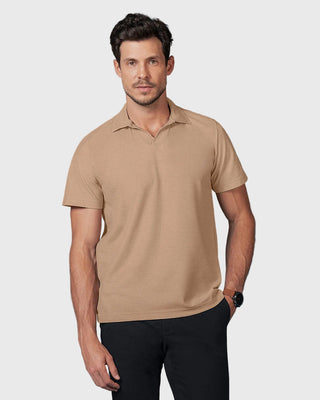 Camiseta tipo polo con cuello sport tejido#color_c54-arena