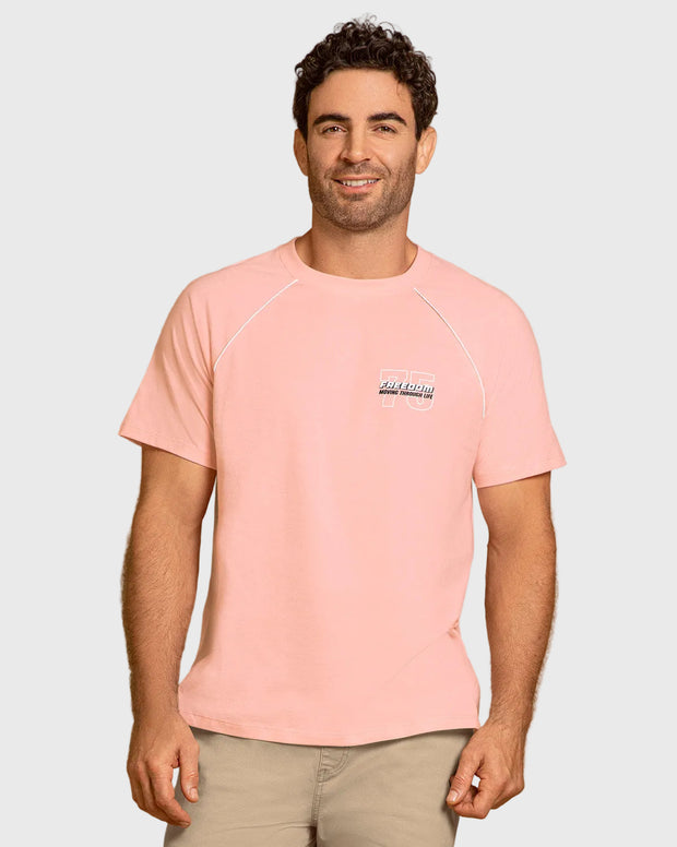 Camiseta manga corta con detalle en contraste y estampado localizado