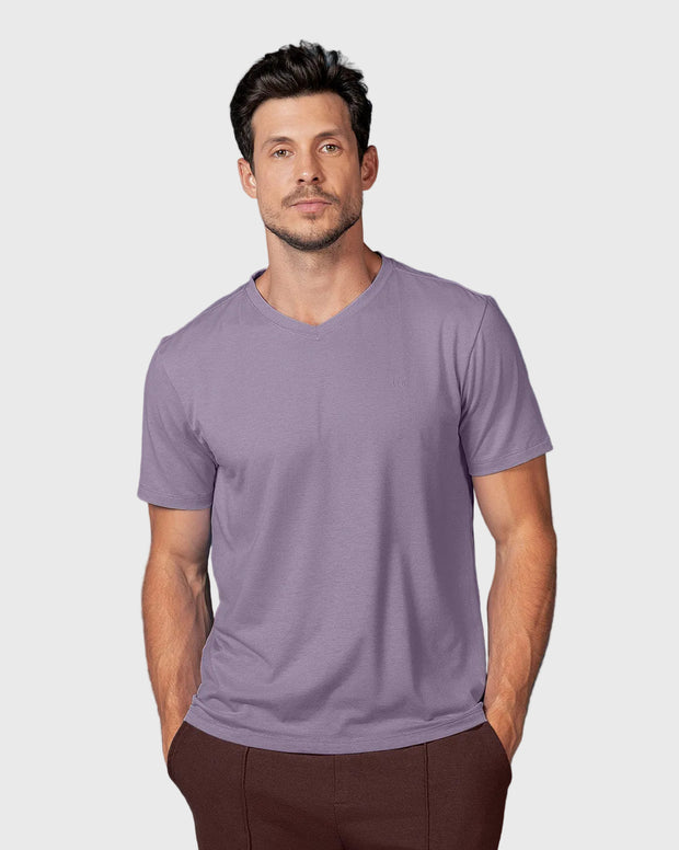 Camiseta manga corta cuello en V alto