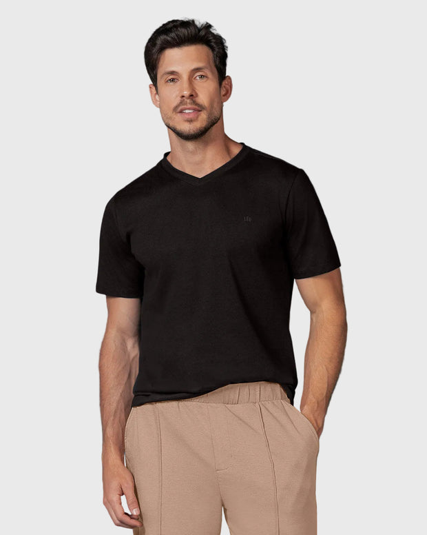 Camiseta manga corta cuello en V alto