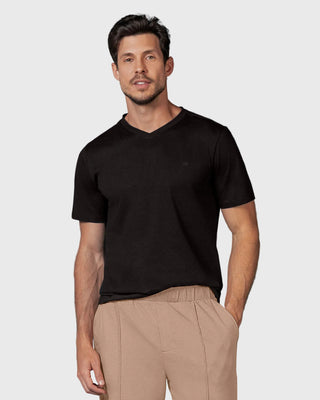 Camiseta manga corta cuello en V alto#color_700-negro