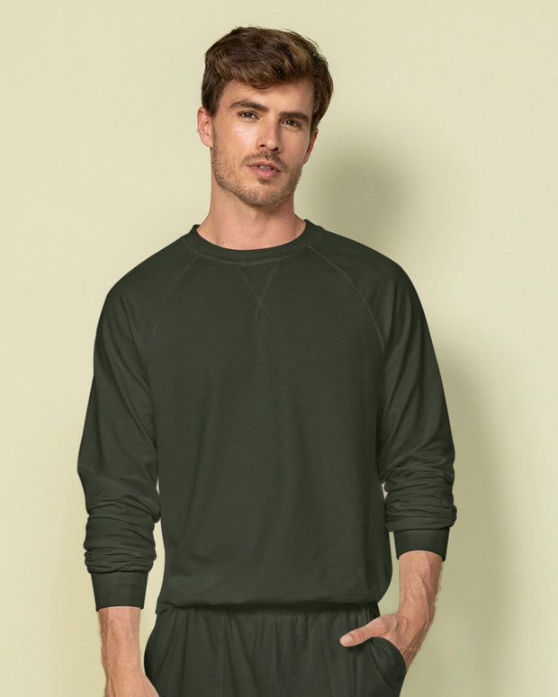 Buzo cuello redondo manga ranglan