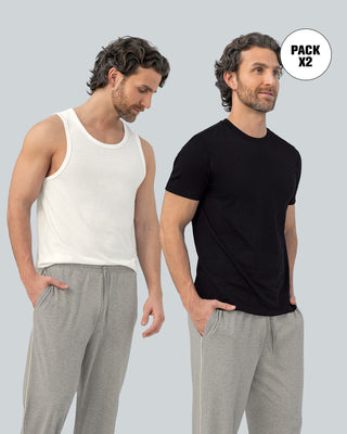 Paquete x 2 Camiseta + Camisilla para hombre#color_s01-negro-blanco