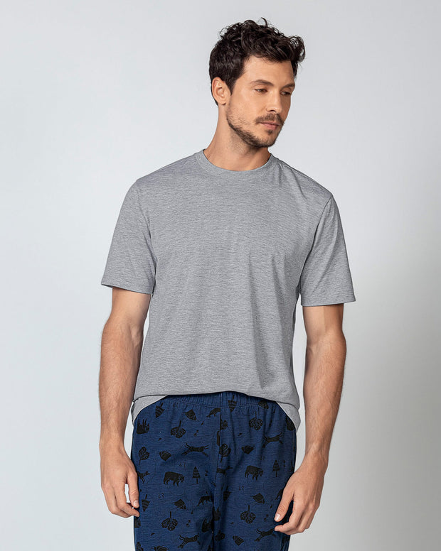 Camiseta básica manga corta con cuello redondo para hombre
