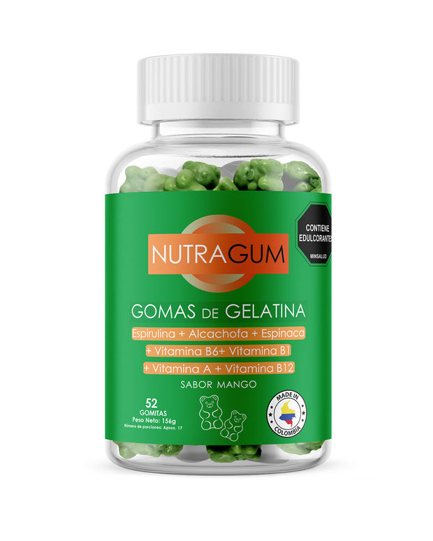 Nutragum Sports Energize: Gomas de gelatina green fit con espirulina.