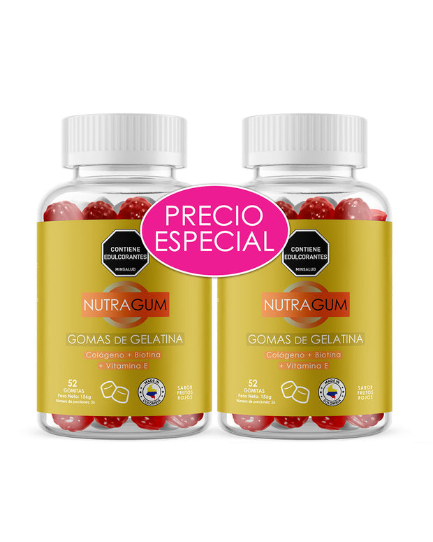 Pack x 2 Nutragum Gomas de Colágeno, Biotina y Vitamina E