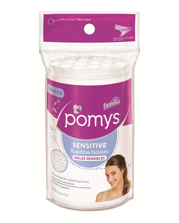 Rueditas faciales pomys sensitive x 50 und