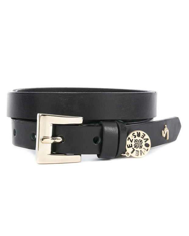 Cinturón unifaz femenino con evocación retro en hebilla Velez