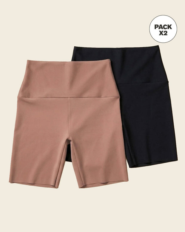 Paquete x 2 shorts de control moderado aspecto invisible con fajón antideslizante
