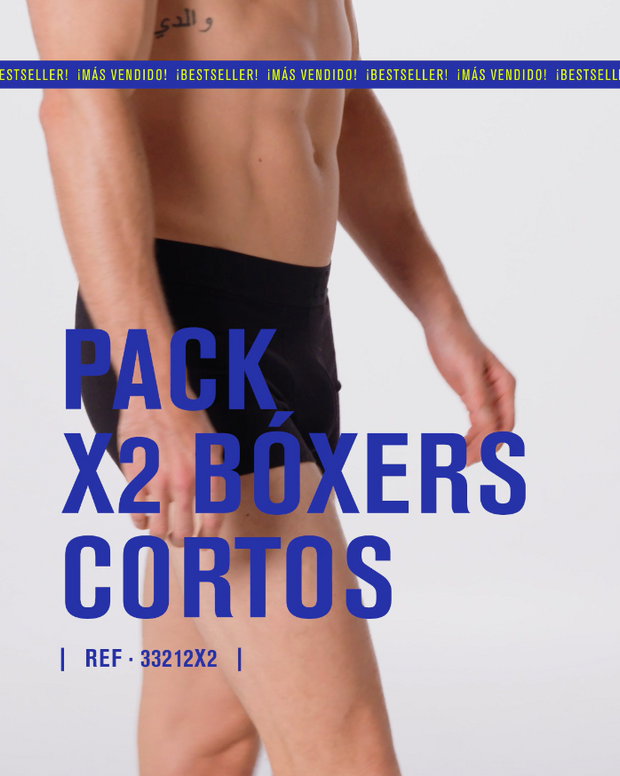 Paquete x2 bóxers cortos en algodón elástico