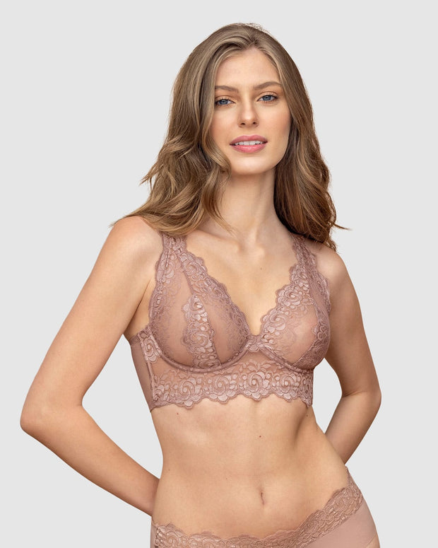 Brasier tipo bralette en encaje y transparencias