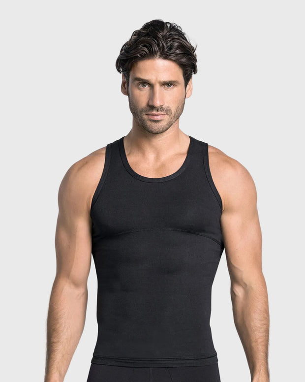 Camiseta de compresión moderada en abdomen y zona lumbar en algodón elástico
