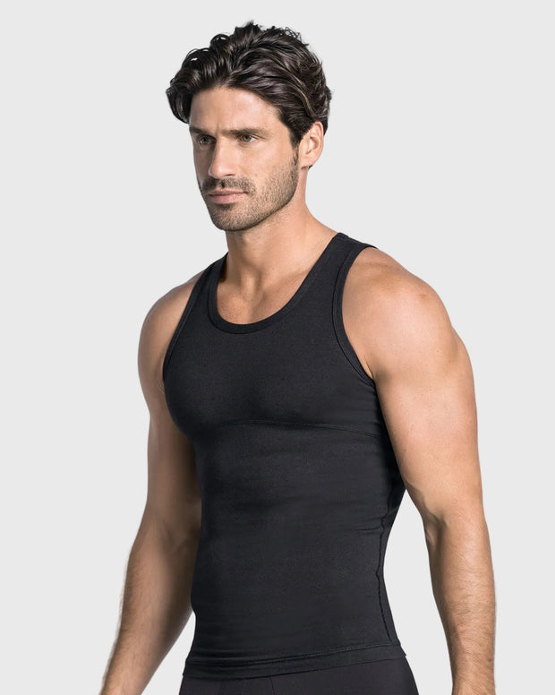 Camiseta de compresión moderada en abdomen y zona lumbar en algodón elástico