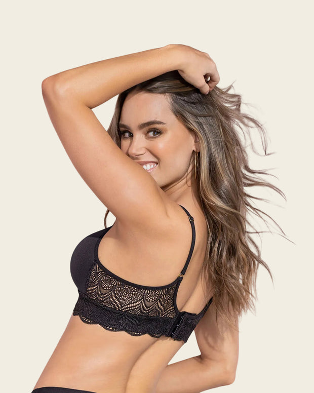 Brasier escote profundo ultra cómodo con encaje en la base y espalda