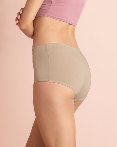 Paquete x 3 cómodos panties estilo bóxer con algodón#color_984-cafe-claro-blanco-marfil