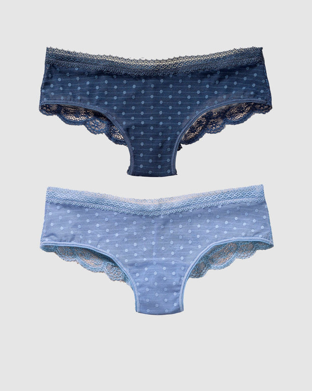 Paquete x 2 panties cacheteros en encaje y tul#color_s38-azul-medio-azul-oscuro