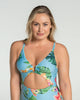 Vestido de baño entero bio-pet con abertura en abdomen#color_518-estampado-hojas-azul