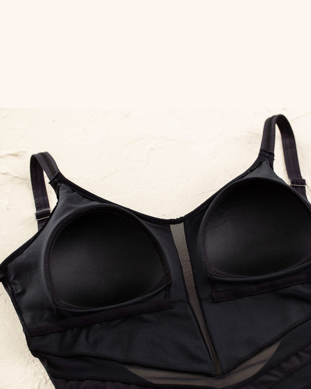 Vestido de baño entero control suave con transparencias en abdomen
