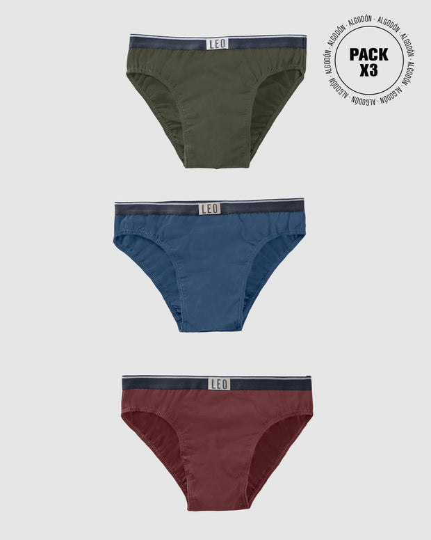 Paquete x3 calzoncillos clásicos en algodón